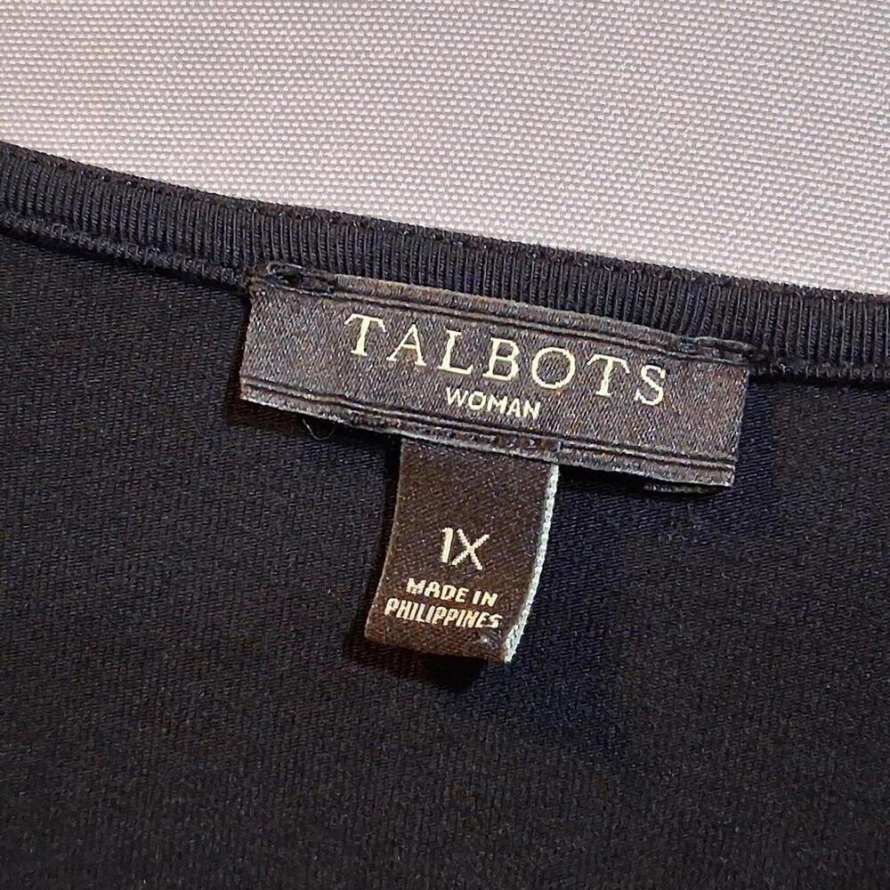 Talbots Woman 1X Black Cowl Neck Empire Waist Short Sleeve Midi Dress LBD - Picture 3 of 6